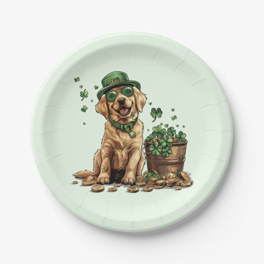 St. Patrick's Day Labrador Retriever Dog Pappteller (Vorderseite)
