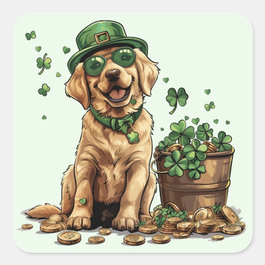 St. Patrick's Day Labrador Retriever Dog Quadratischer Aufkleber (Vorderseite)