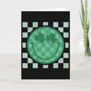 St Patricks Day Lächeln Shamrock Gesicht Retro Gro Karte