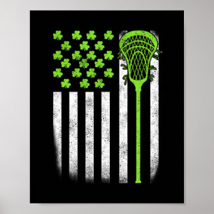 St Patricks Day Lacrosse Lax Usa Flag Irland Poster