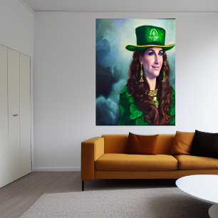 St. Patrick's Day Lady in Grün   Art der AI Poster