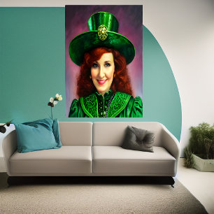 St. Patrick's Day Lady in grün   Art der AI Poster