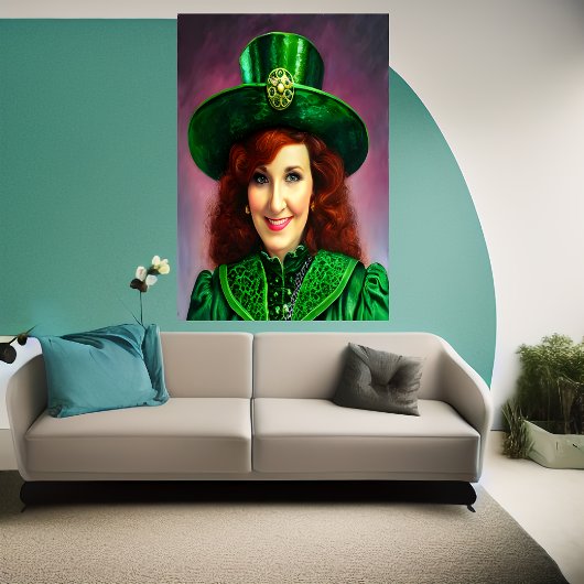St. Patrick's Day Lady in grün | Art der AI Poster