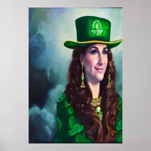 St. Patrick's Day Lady in Grün | Art der AI Poster (Vorne)