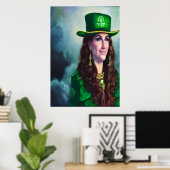 St. Patrick's Day Lady in Grün | Art der AI Poster (Heimbüro)