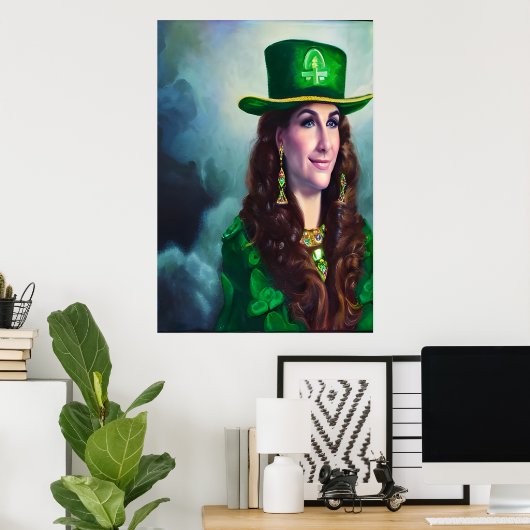 St. Patrick's Day Lady in Grün | Art der AI Poster (Heimbüro)