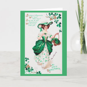 St. Patrick's Day Lady, Vintag Karte