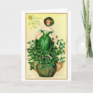 St. Patrick's Day Lady, Vintag Karte