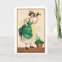 St. Patrick's Day Lady, Vintag Karte