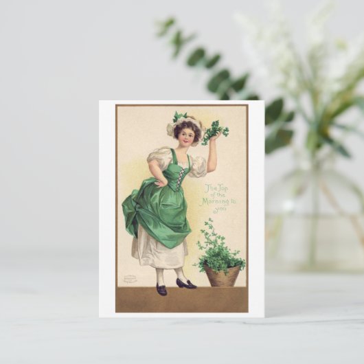 St. Patrick's Day Lady, Vintag Postkarte (Stehend Vorderseite)