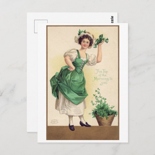St. Patrick's Day Lady, Vintag Postkarte (Vorne/Hinten)