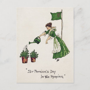St. Patrick's Day Lady, Vintag Postkarte
