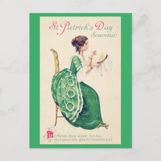 St. Patrick's Day Lady, Vintag Postkarte (Vorderseite)