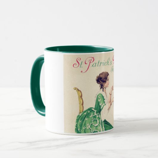 St. Patrick's Day Lady, Vintag Tasse (Vorderseite Links)