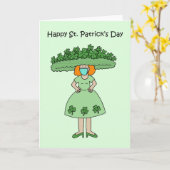 St. Patrick's Day Lady Wearing Kleeblatt Dress Karte (Gelbe Blume)