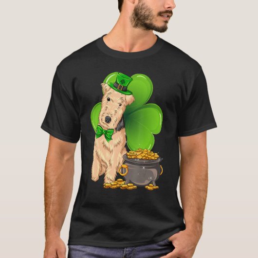 St Patrick's Day Lakeland Terrier Kleeblatt Hausti T-Shirt (Vorderseite)