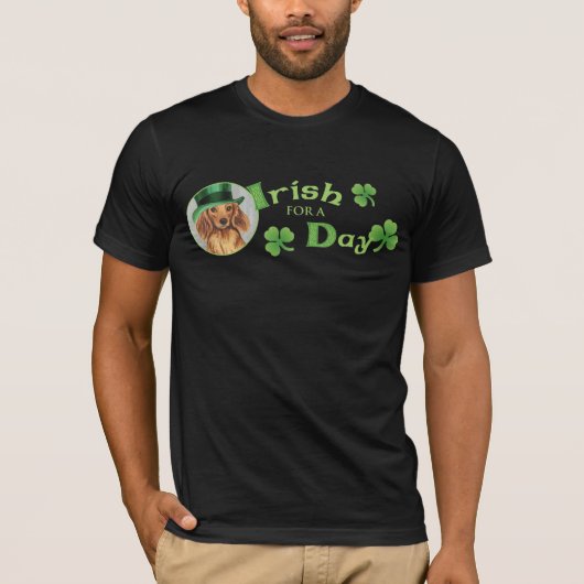 St. Patrick's Day Langhaarige Dackel T-Shirt (Vorderseite)