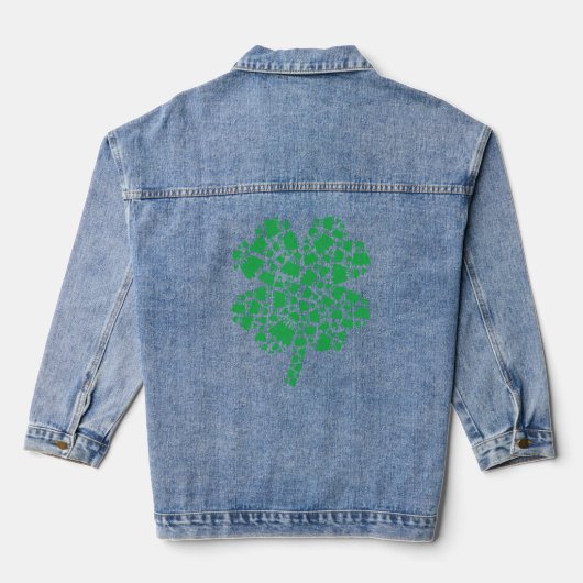 St Patricks Day Leaf C Lucky Badminton Jeansjacke (Rückseite)