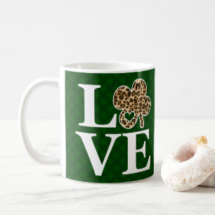 St Patricks Day Leopard Liebe Kleeblatt Kaffeetasse