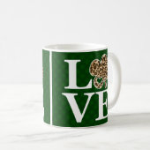 St Patricks Day Leopard Liebe Kleeblatt Kaffeetasse (VorderseiteRechts)
