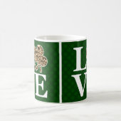 St Patricks Day Leopard Liebe Kleeblatt Kaffeetasse (Mittel)
