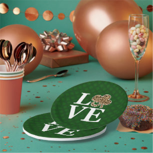 St Patricks Day Leopard Liebe Kleeblatt Pappteller