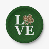 St Patricks Day Leopard Liebe Kleeblatt Pappteller (Vorderseite)