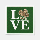 St Patricks Day Leopard Liebe Kleeblatt Serviette (Vorderseite)