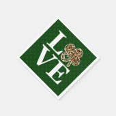 St Patricks Day Leopard Liebe Kleeblatt Serviette (Ecke)