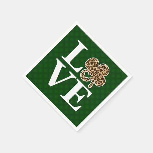 St Patricks Day Leopard Liebe Kleeblatt Serviette (Ecke)