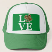 St Patricks Day Leopard Liebe Kleeblatt Truckerkappe (Vorderseite)