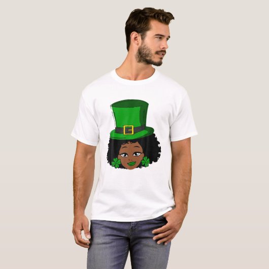 St Patricks Day Leprechaun Afro Kleeblatt Wom T-Shirt (Vorne ganz)