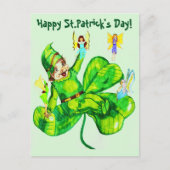ST. PATRICK'S DAY LEPRECHAUN AND FARIES POSTKARTE (Vorderseite)