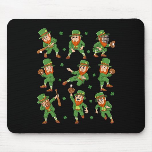 St Patricks Day Leprechaun Baseball Player Boys Gi Mousepad (Vorne)
