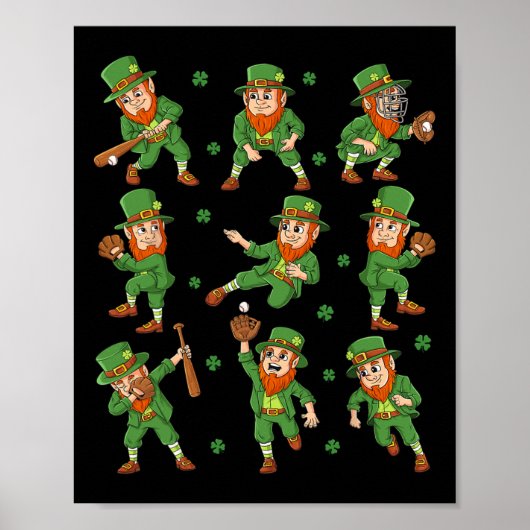 St Patricks Day Leprechaun Baseball Player Boys Gi Poster (Vorne)
