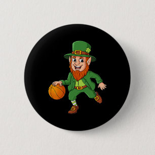 St Patricks Day Leprechaun Basketball Lucky Boys G Button