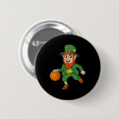 St Patricks Day Leprechaun Basketball Lucky Boys G Button (Vorne & Hinten)