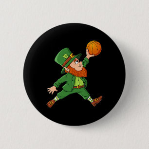 St Patricks Day Leprechaun Basketball Lucky Boys G Button