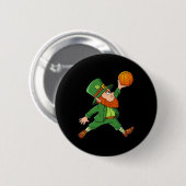 St Patricks Day Leprechaun Basketball Lucky Boys G Button (Vorne & Hinten)