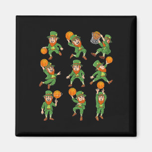 St Patricks Day Leprechaun Basketball Players Boys Magnet