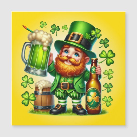 St. Patrick's Day Leprechaun Bier Design-65218 Magnetkarte (Vorderseite)