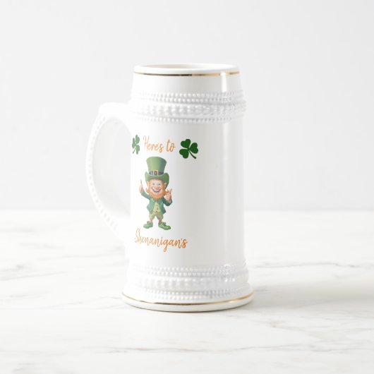 St. Patrick's Day-Leprechaun- Bierglas (Vorderseite Links)
