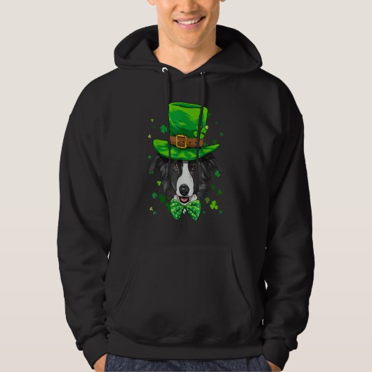 St Patrick's Day Leprechaun Border Collie Dog Sham Hoodie (Vorderseite)