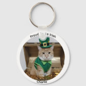 St Patrick's Day Leprechaun Cat Keychain Schlüsselanhänger (Rückseite)
