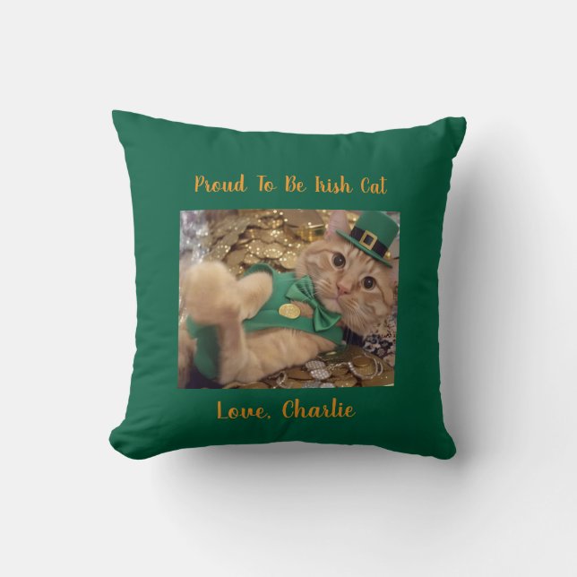 St Patrick's Day Leprechaun Cat  Kissen (Vorderseite)