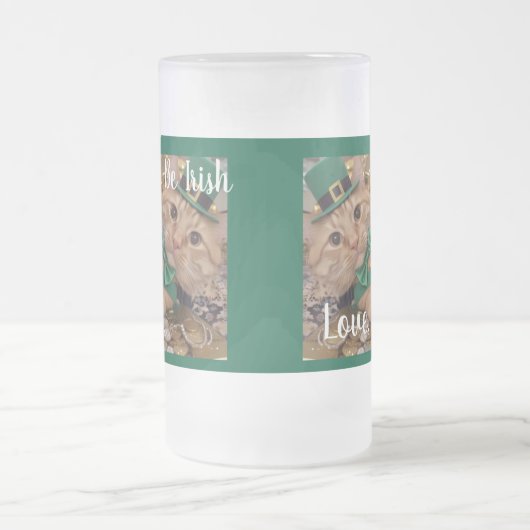 St Patrick's Day Leprechaun Cat  Mattglas Bierglas (Mittel)