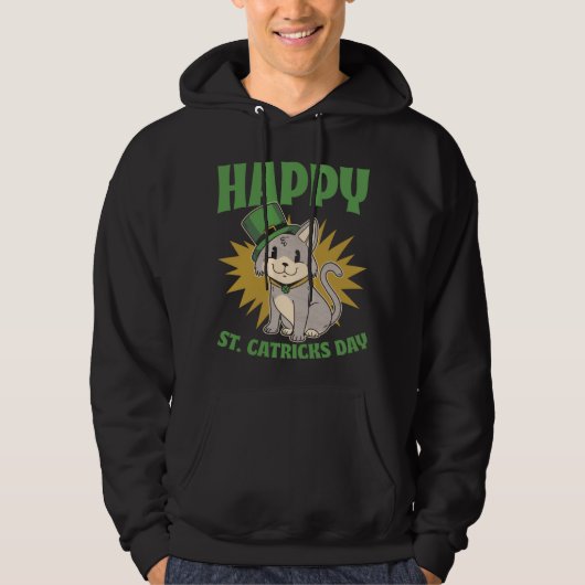 St Patricks Day Leprechaun Cat  Patricks Day Hoodie (Vorderseite)