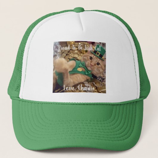 St Patrick's Day Leprechaun Cat  Truckerkappe (Vorderseite)