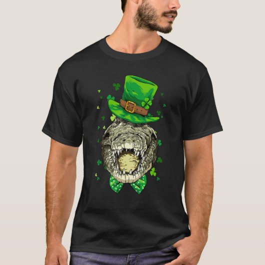St Patrick's Day Leprechaun Crocodile Gators Shamr T-Shirt (Vorderseite)