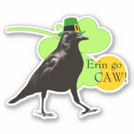 St. Patrick's Day Leprechaun Crow Pun Erin Go Caw Aufkleber